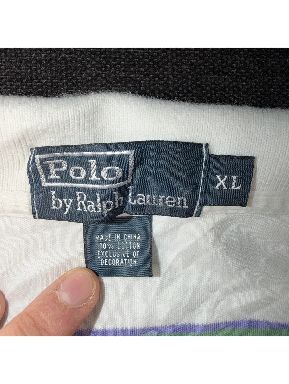 Polo Ralph Lauren Men's XL White Striped Cotton Polo Shirt